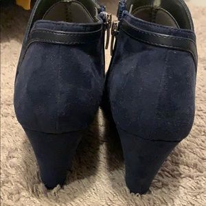 Blue Suede Wedge Heels